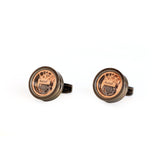 Korloff Cufflinks Steel Shiny Black & Ip Rosegold Face With Brand Logo
