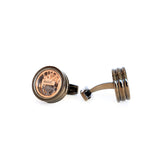 Korloff Cufflinks Steel Shiny Black & Ip Rosegold Face With Brand Logo