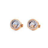 Korloff Cufflink Voyageur Chromo Ip Rosegold & Silver Resinated Design With Brand Logo
