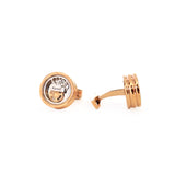 Korloff Cufflink Voyageur Chromo Ip Rosegold & Silver Resinated Design With Brand Logo