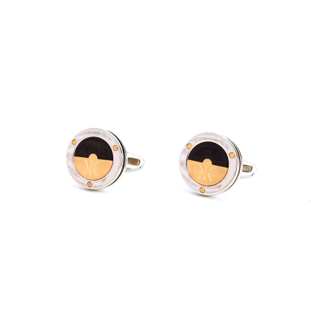 Korloff Cufflink Stainless Steel Silver/Black Resinated Design With Ip Rosegold & Black Mop | Accessories | Cufflink | Cufflinks | Eid Gifts | EID2021 | GCC | Mens | SP Korloff Cufflink Stainless Steel Silver/Black Resinated Design With Ip Rosegold & Black Mop | Accessories | Cufflink | Cufflinks | Eid Gifts | EID2021 | GCC | Mens | SP