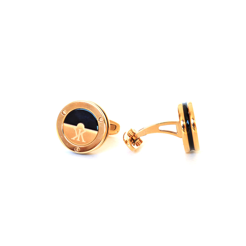 Korloff Cufflink Ip Rosegold Black Resinated Design & Black Mop With Brand Logo | Accessories | Cufflink | Eid Gifts | EID2021 | GCC | Mens | SP Korloff Cufflink Ip Rosegold Black Resinated Design & Black Mop With Brand Logo | Accessories | Cufflink | Eid Gifts | EID2021 | GCC | Mens | SP