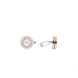 Korloff Cufflink Full Stainless Steel With Glass Crystal On Top & White Mop /Steel Brand Logo