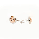 Korloff Cufflink So British Steel Silver & Ip Rosegold On Top With Black Brand Logo