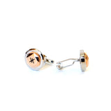 Korloff Cufflink So British Steel Silver & Ip Rosegold On Top With Black Brand Logo