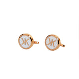 Korloff Cufflink So British Ip Rosegold & White Face With Ip Rosegold Brand Logo