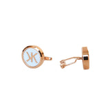 Korloff Cufflink So British Ip Rosegold & White Face With Ip Rosegold Brand Logo