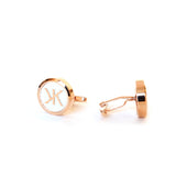 Korloff Cufflink So British Ip Rosegold & White Face With Ip Rosegold Brand Logo