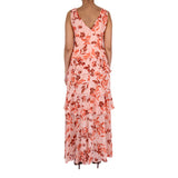Ml By Monique Lhuillier Floral Chiffon Tiered Maxi Dress In Sienna Foliage