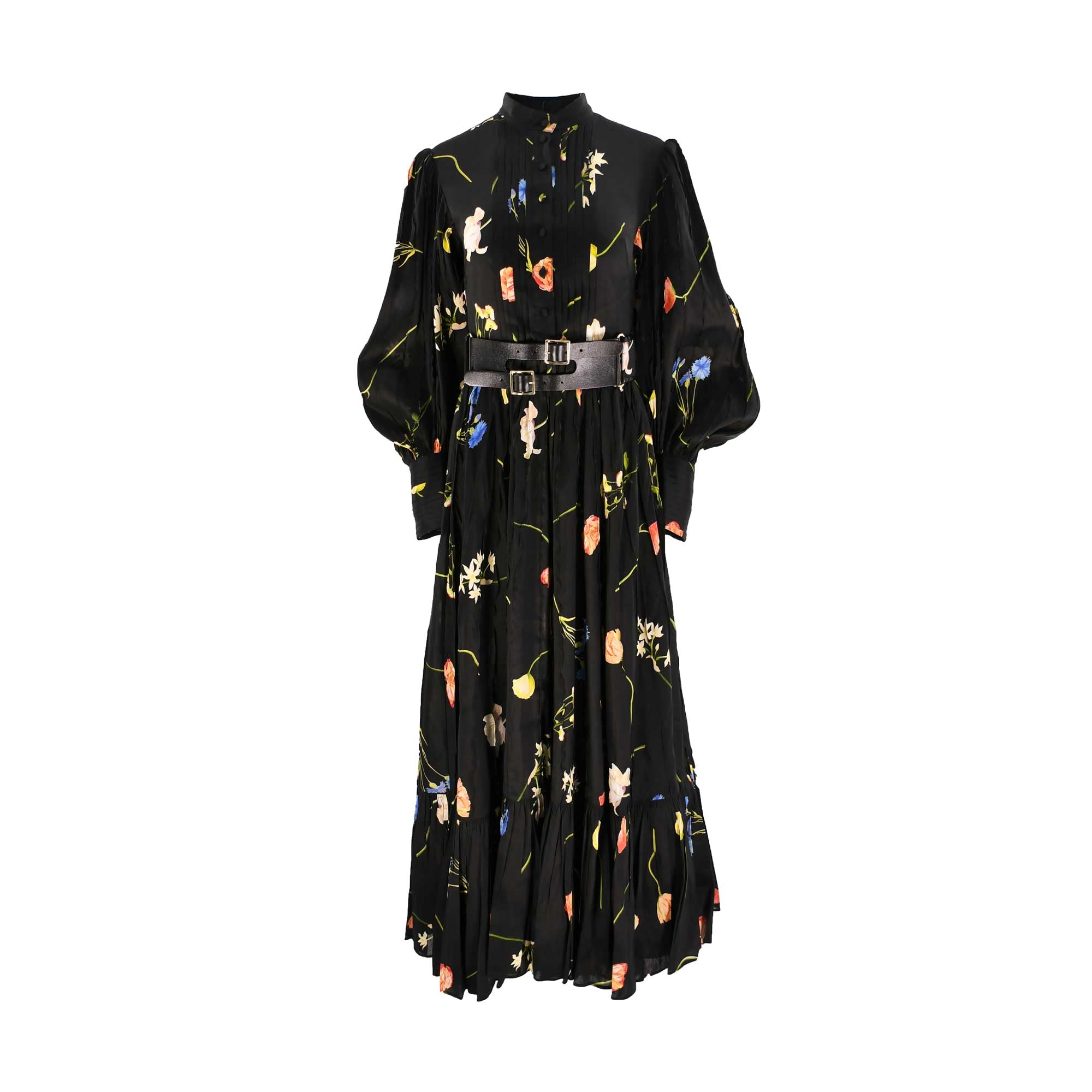 Leo Lin The Fields Print Black Long Dress For Women AW22