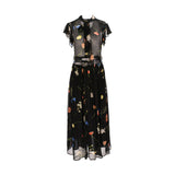 Leo Lin Women's The Fields Print Black Long Dress For Women