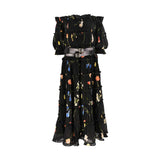Leo Lin The Fields Print Black Long Dress For Women