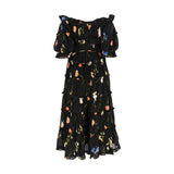 Leo Lin The Fields Print Black Long Dress For Women