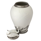 Lladro Herons Realm Covered Vase Silver Lustre
