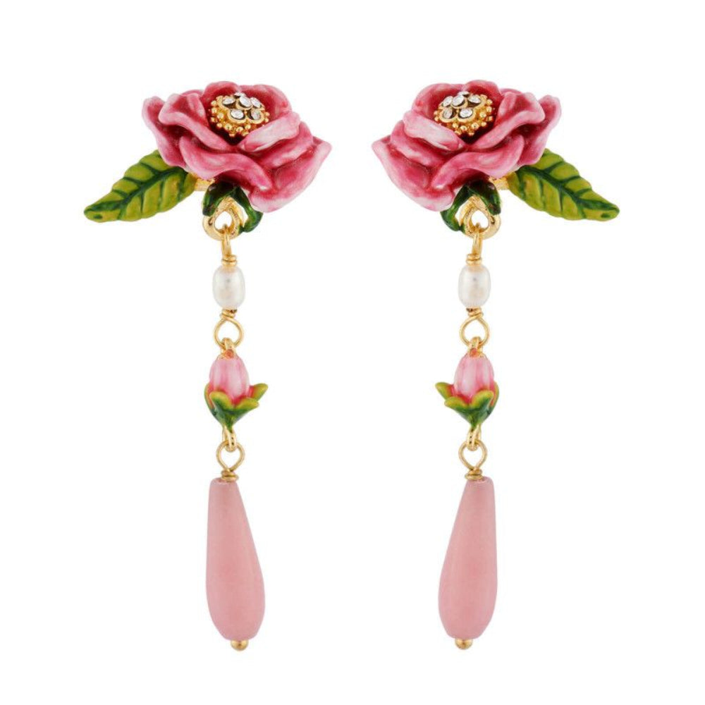 Les Nereides Earrings With Pink Flower Small Bud And Droplet | Accessories | Earrings | Fashion Jewellery | Our Exclusives | Women | Women Earrings | Womens Les Nereides Earrings With Pink Flower Small Bud And Droplet | Accessories | Earrings | Fashion Jewellery | Our Exclusives | Women | Women Earrings | Womens