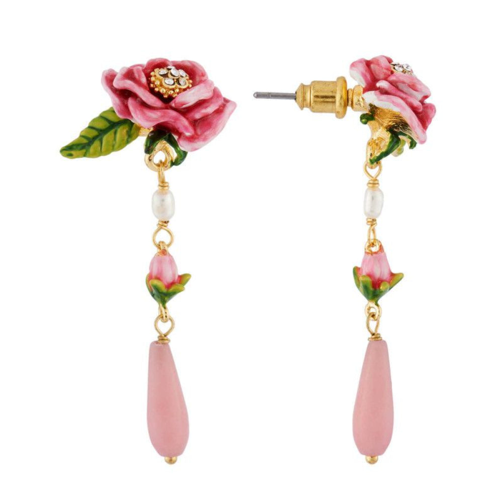 Les Nereides Earrings With Pink Flower Small Bud And Droplet | Accessories | Earrings | Fashion Jewellery | Our Exclusives | Women | Women Earrings | Womens Les Nereides Earrings With Pink Flower Small Bud And Droplet | Accessories | Earrings | Fashion Jewellery | Our Exclusives | Women | Women Earrings | Womens