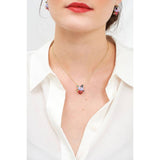 Les Nereides Anemone And Rose Buds On Faceted Crystal Necklace