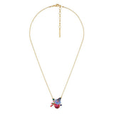 Les Nereides Anemone And Rose Buds On Faceted Crystal Necklace - Blue Salon
