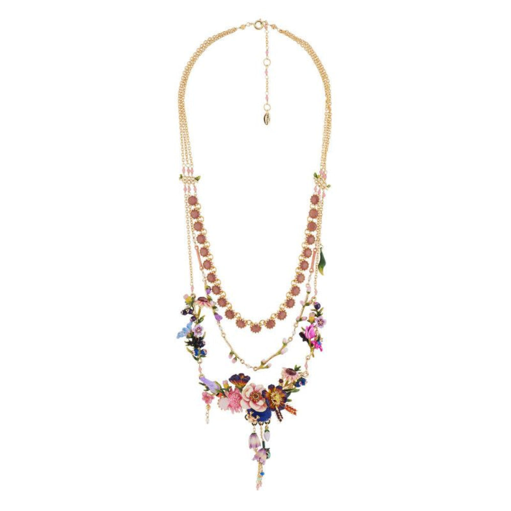 Les Nereides Bouquet Of Giverny'S Garden Triple Row Couture Necklace