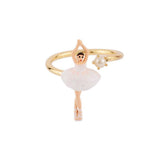 Les Nereides Adjustable Ring With Mini Ballerina In A White Tutu - Blue Salon