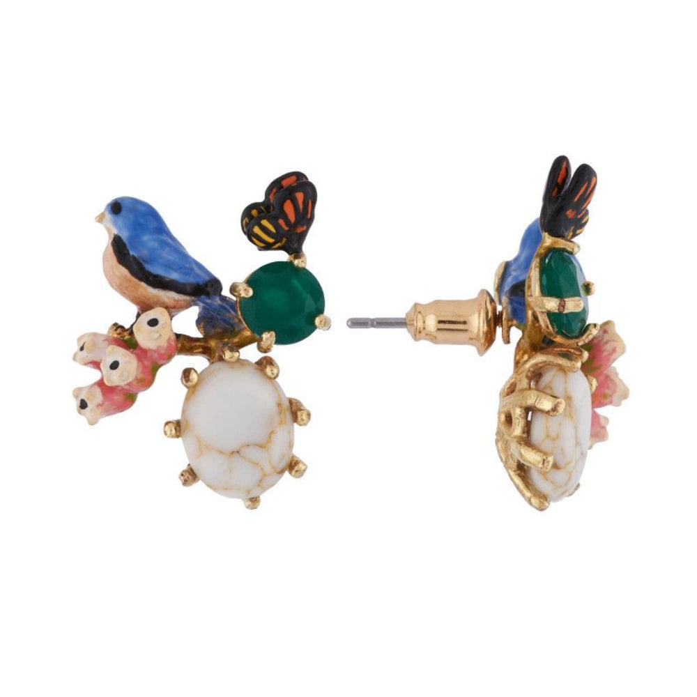 Les Nereides Earrings With Chickadee Butterfly And Faceted Glass On Stone | Accessories | Earrings | Fashion Jewellery | Our Exclusives | Women | Women Earrings | Womens Les Nereides Earrings With Chickadee Butterfly And Faceted Glass On Stone | Accessories | Earrings | Fashion Jewellery | Our Exclusives | Women | Women Earrings | Womens