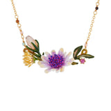 Les Nereides White Flower With Pink And Blue Pistil On A Flowering Branch Necklace