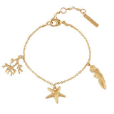 Les Nereides Bracelet With Branch Of Coral Starfish And Feather Size S