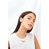 Les Nereides,Earrings White Flower With Pink And Blue Pistil,One Size