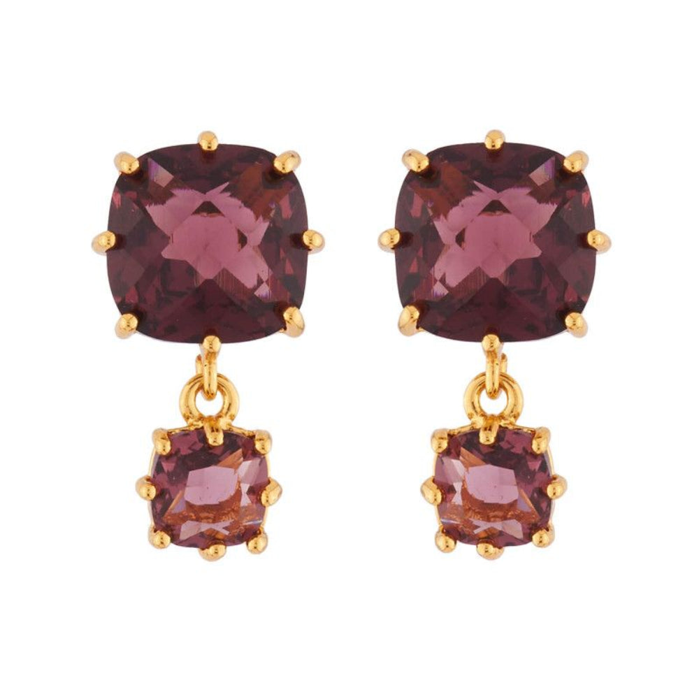 Les Nereides Double Square Shaped Plum Stone Earrings | Accessories | Earrings | Fashion Jewellery | Our Exclusives | Women | Women Earrings | Womens Les Nereides Double Square Shaped Plum Stone Earrings | Accessories | Earrings | Fashion Jewellery | Our Exclusives | Women | Women Earrings | Womens
