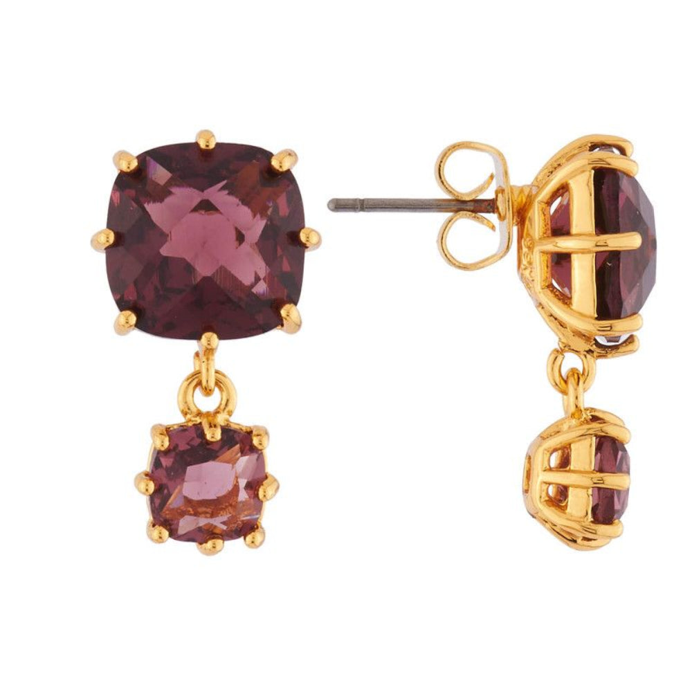 Les Nereides Double Square Shaped Plum Stone Earrings | Accessories | Earrings | Fashion Jewellery | Our Exclusives | Women | Women Earrings | Womens Les Nereides Double Square Shaped Plum Stone Earrings | Accessories | Earrings | Fashion Jewellery | Our Exclusives | Women | Women Earrings | Womens