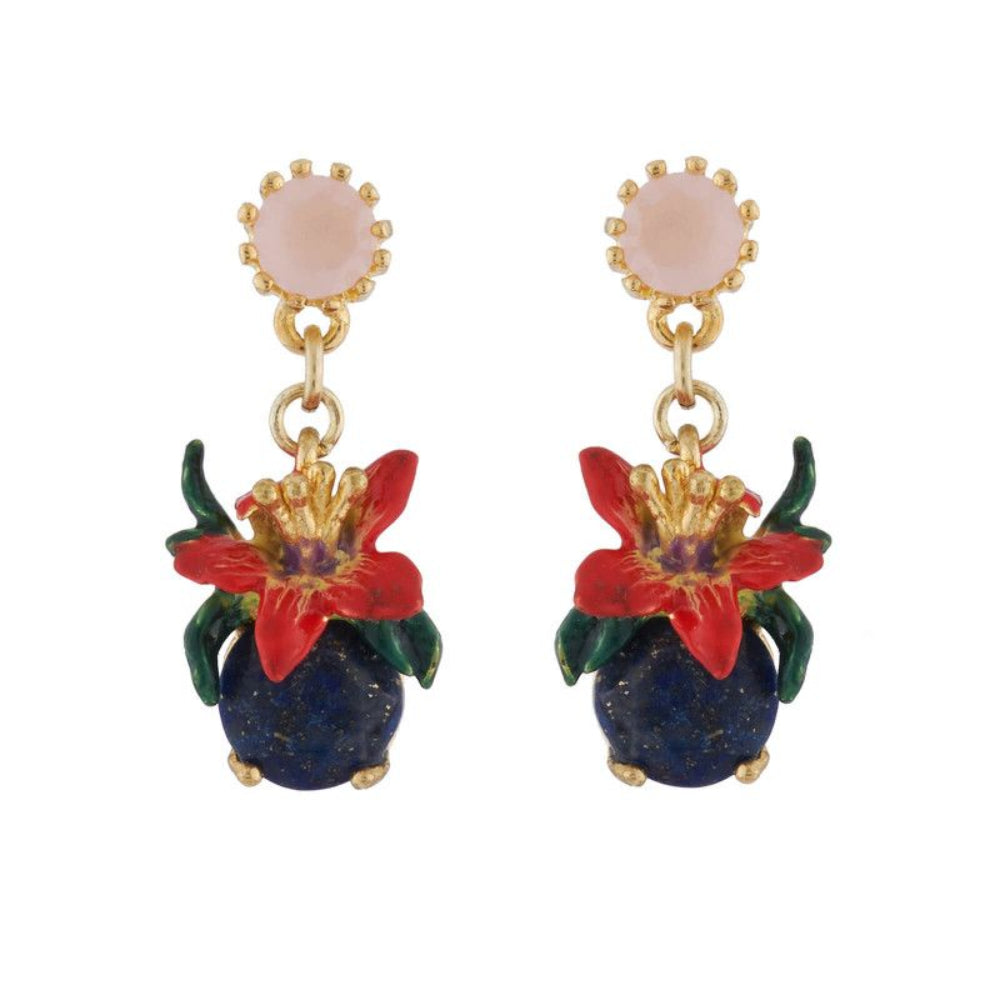 Les Nereides Earrings With Tropical Flower On Stone And Small Faceted Glass | Accessories | Earrings | Fashion Jewellery | Our Exclusives | Women | Women Earrings | Womens Les Nereides Earrings With Tropical Flower On Stone And Small Faceted Glass | Accessories | Earrings | Fashion Jewellery | Our Exclusives | Women | Women Earrings | Womens