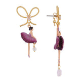 Les Nereides Asymmetrical Earrings Plum Ballerina