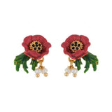 Les Nereides,Red Flower And Charms Earrings,One Size