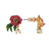 Les Nereides,Red Flower And Charms Earrings,One Size