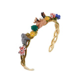 Les Nereides Cuff With Fawn And Bunnies Lying In The Meadow