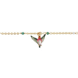Les Nereides Tropical Leaves Hummingbird And Carved Cristal Charm Bracelet - Blue Salon
