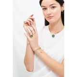Les Nereides Tropical Leaves Carved Crystal Adjustable Ring - Blue Salon