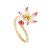 Les Nereides Tropical Leaves Carved Crystal Adjustable Ring - Blue Salon