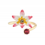 Les Nereides Tropical Leaves Carved Crystal Adjustable Ring - Blue Salon