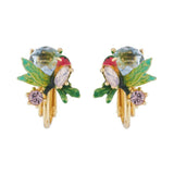 Les Nereides Robin On A Branch And Cut Crystal Clip-On Earrings