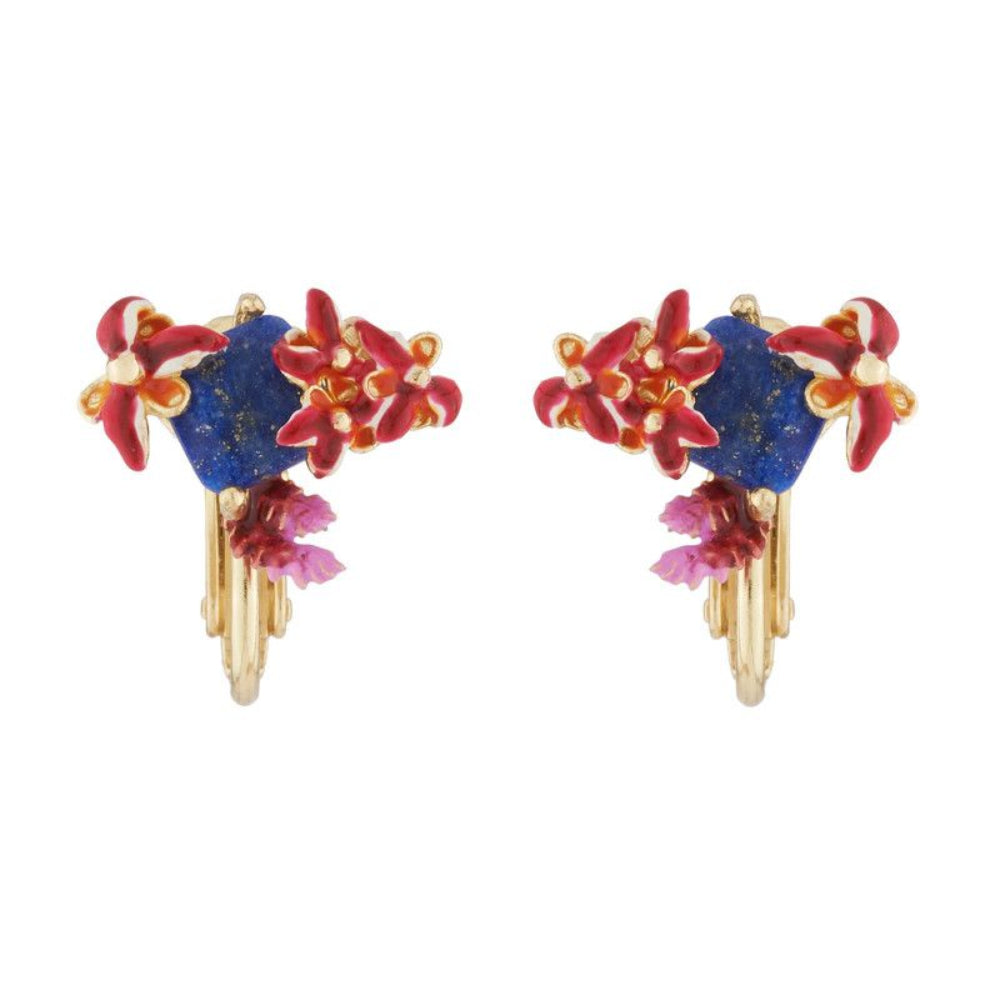 Les Nereides Coral And Exotic Flowers On Natural Stone Clip-On Earrings | Accessories | Earrings | Fashion Jewellery | Our Exclusives | Women | Women Earrings | Womens Les Nereides Coral And Exotic Flowers On Natural Stone Clip-On Earrings | Accessories | Earrings | Fashion Jewellery | Our Exclusives | Women | Women Earrings | Womens