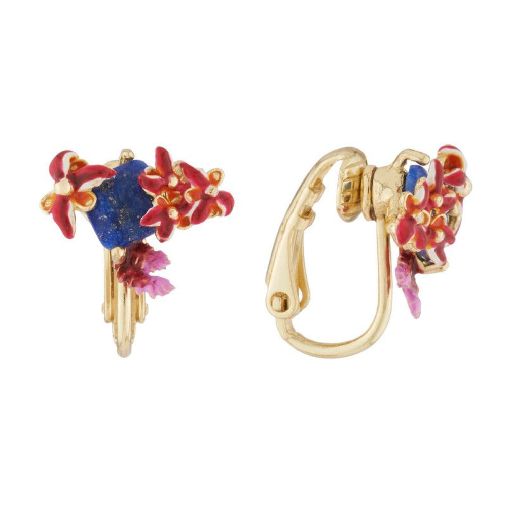 Les Nereides Coral And Exotic Flowers On Natural Stone Clip-On Earrings | Accessories | Earrings | Fashion Jewellery | Our Exclusives | Women | Women Earrings | Womens Les Nereides Coral And Exotic Flowers On Natural Stone Clip-On Earrings | Accessories | Earrings | Fashion Jewellery | Our Exclusives | Women | Women Earrings | Womens