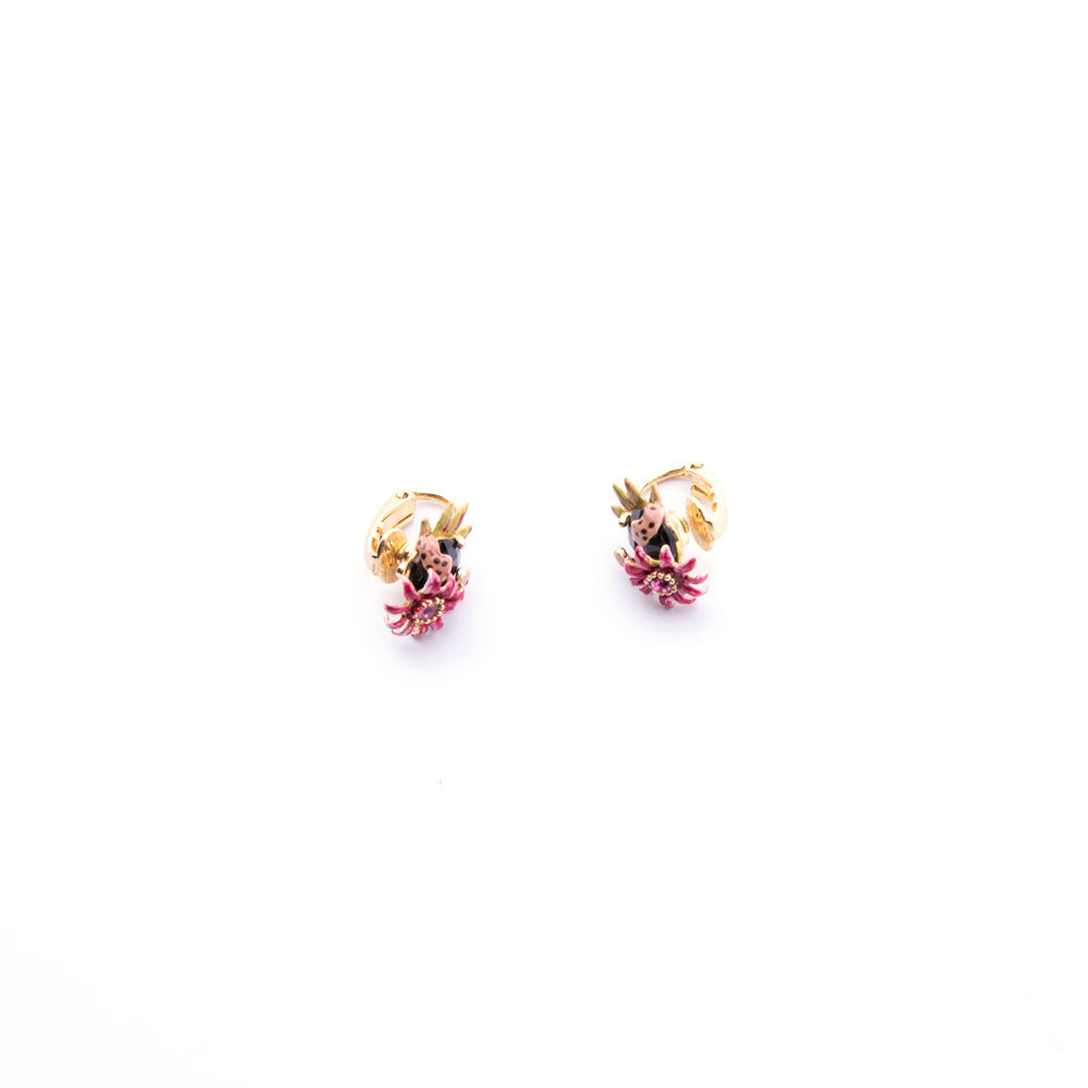 Les Nereides Feline Paws And Passion Flower On Cut Crystal Clip-On Earrings