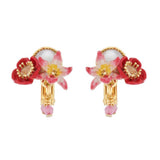 Les Nereides Poppy White Flower Coco Plum And Mother-Of-Pearl Clip-On Earrings