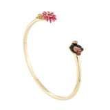 Les Nereides Passion Flower Felin Paws And Carved Crystal Bangle Bracelet - Blue Salon