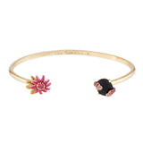Les Nereides Passion Flower Felin Paws And Carved Crystal Bangle Bracelet - Blue Salon