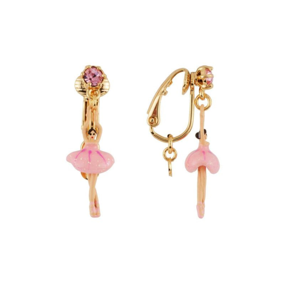 Les Nereides Clip-On Earrings With Mini Ballerina In A Pink Tutu