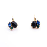 Les Nereides Dormeuses Earrings With Quartz And Blue Green Rhinestones - Blue Salon