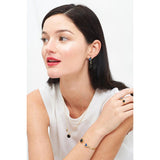 Les Nereides,Dangling Clip On Earrings With Onyx Pearl And Green And Blue Rhinestones,One Size