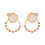 Les Nereides,Stud Earrings With Ring And Pink Stone,One Size